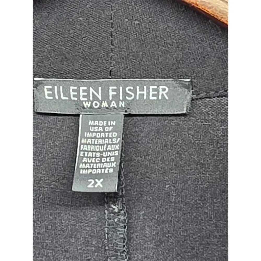 Eileen Fisher Woman Black Open Front Knit Cardigan Jacket 2X Stretch Lightweight - Picture 5 of 7